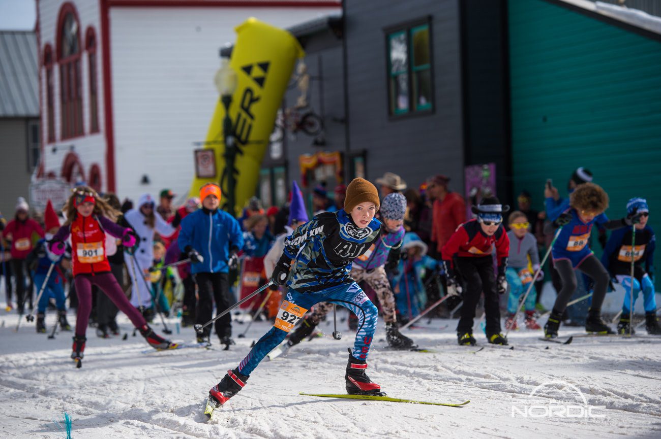 Young competitors take off from the start of the Alley Loop in Crested Butte