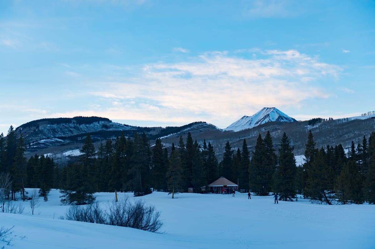 Early morning scene at Magic Meadows yurt near Crested Butte