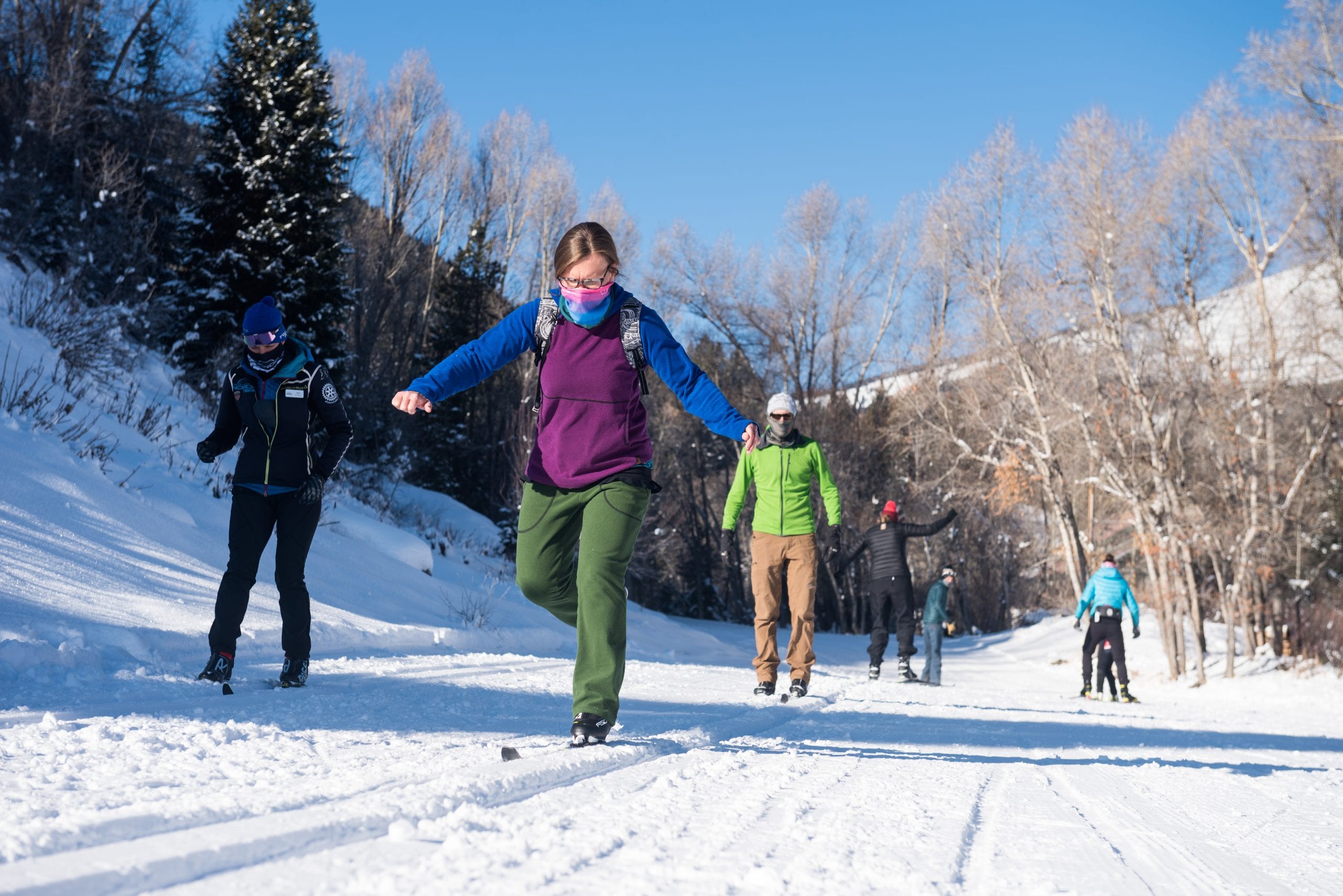 Beginner classic ski lesson at Crested Butte Nordic