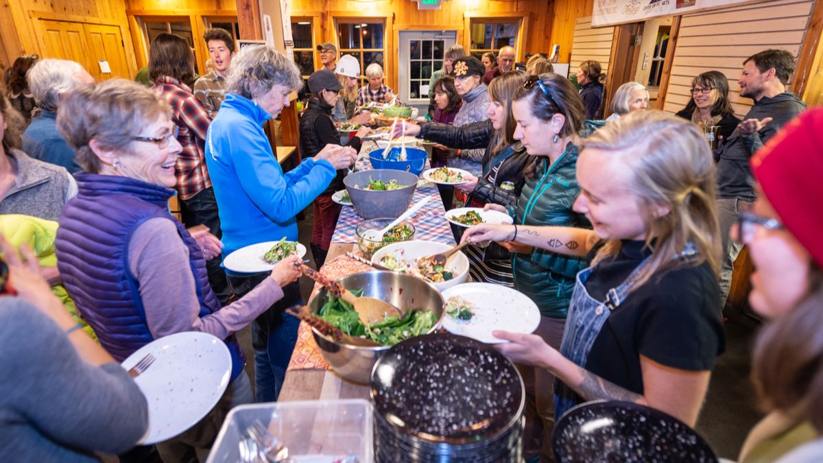 View of the Annual Potluck spread at Crested Butte Nordic