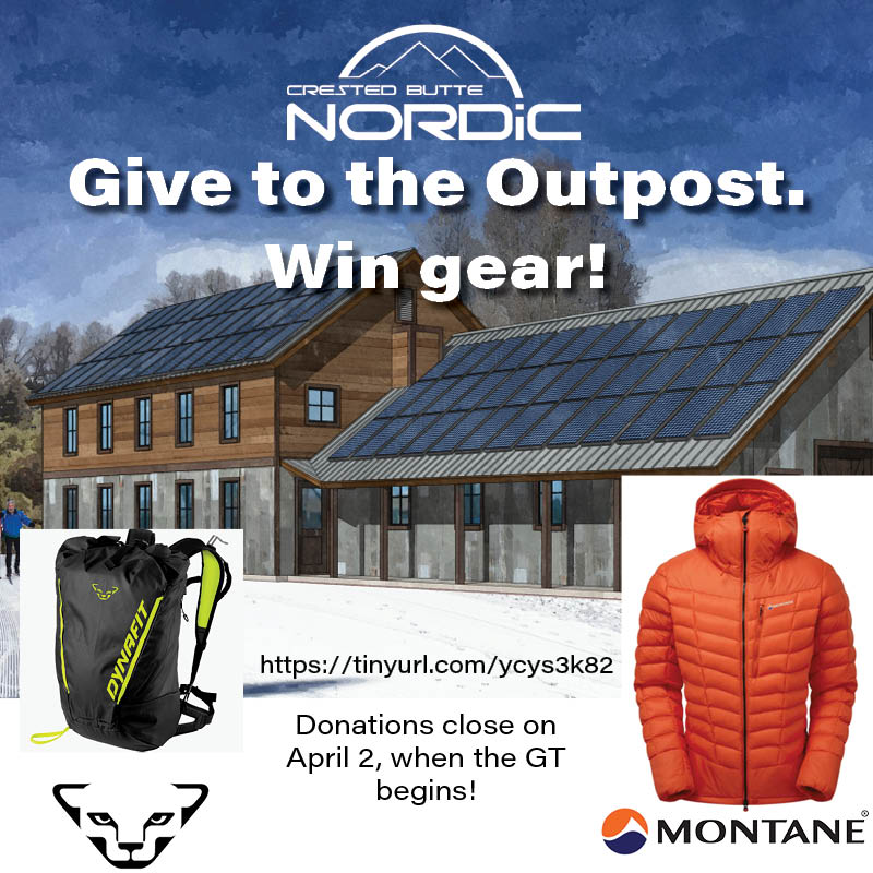 Flyer for Crested Butte Nordic Outpost project giving raffle