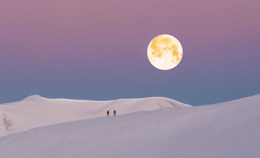 Full moon over Grand Traverse skiers out on course