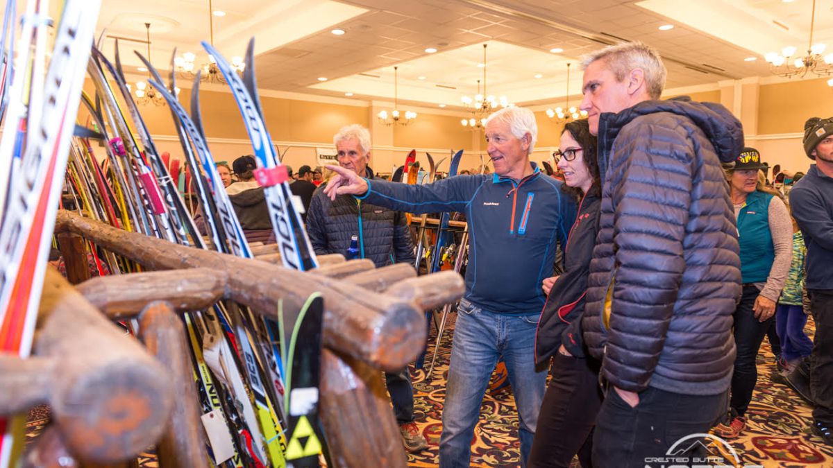Locals checking out the goods at the Snowsports Foundation Annual Ski Swap
