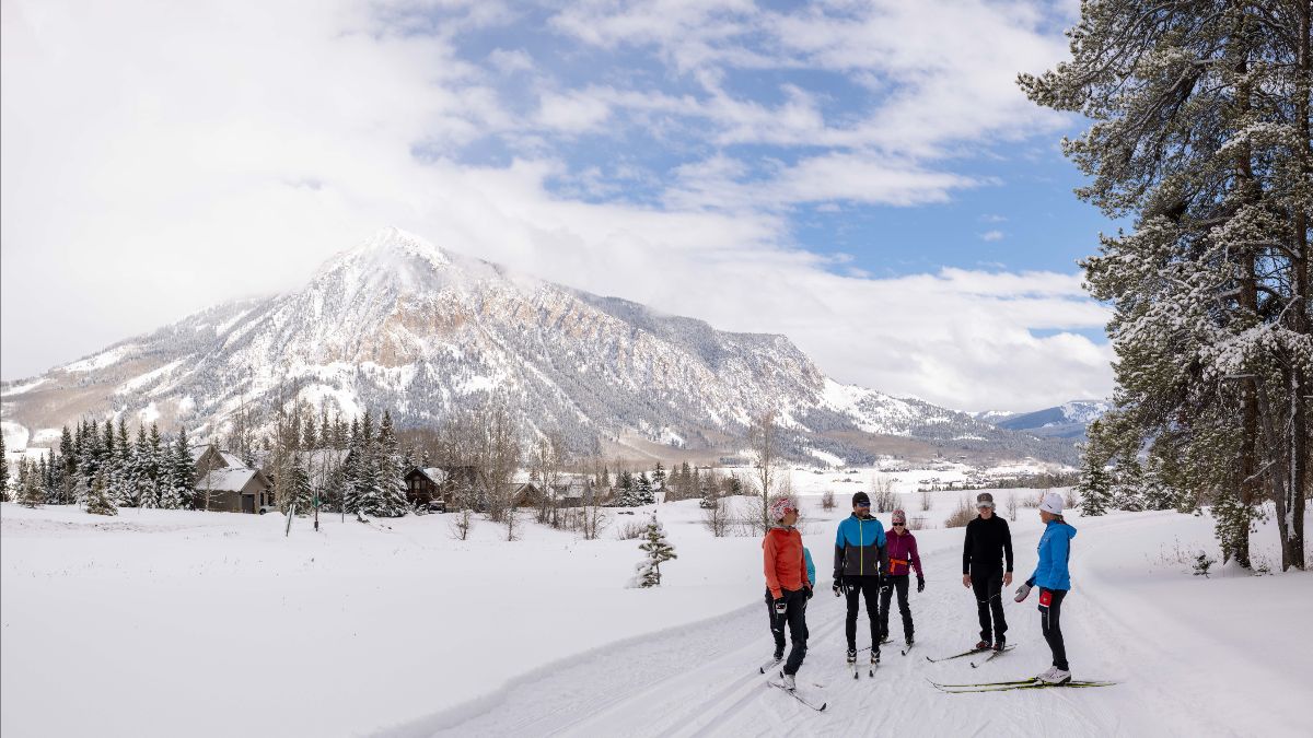 Masters group in session on groomed trails near Crested Butte
