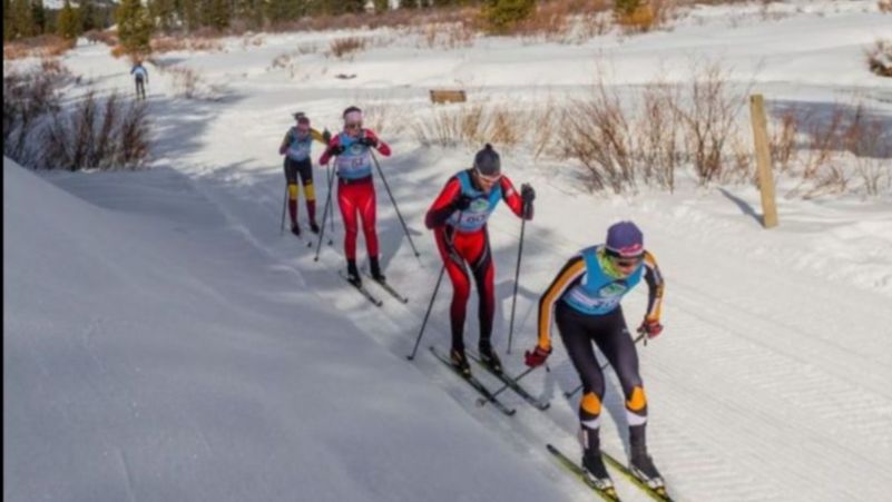 Nordic racers double poling on a stretch of the Mike's Mile trail near Crested Butte