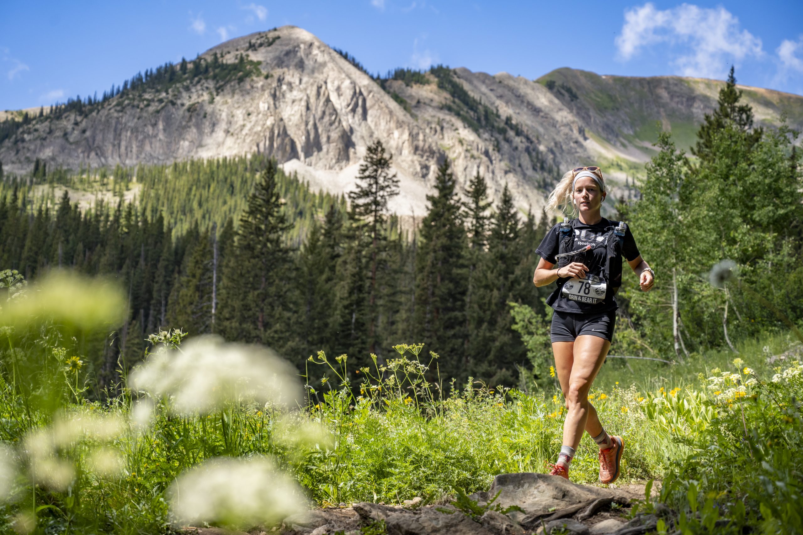 A runner heads down from Green Lake on the Grin and Bear It trail run.